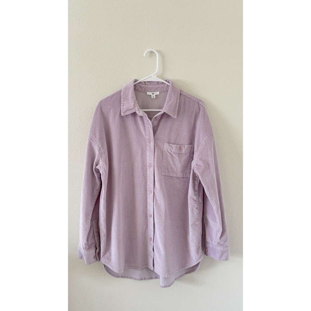 BP Women’s Relaxed Fit Corduroy Button-down Shirt In Purple Size M